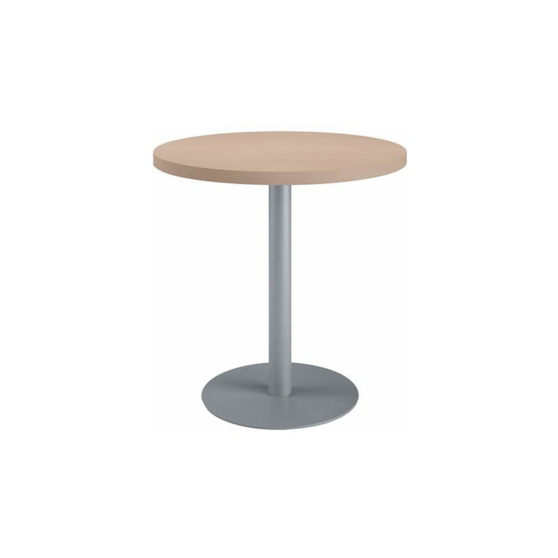 Sans Marque - Table de réunion ronde chêne clair ø 80 cm - piétement aluminium - Arch - Maxiburo - Aluminium