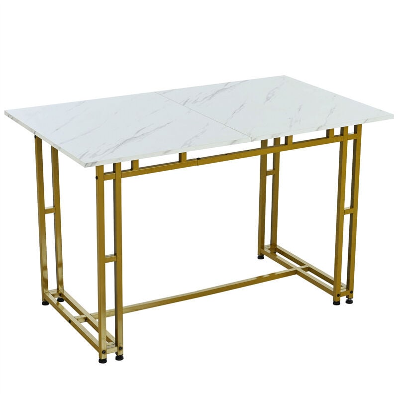 Fortuna Lai - Table de salle à mange rectangulaire 120x70cm - style légère de luxe plateau en marbre Structure en métal pour salle à manger salon,