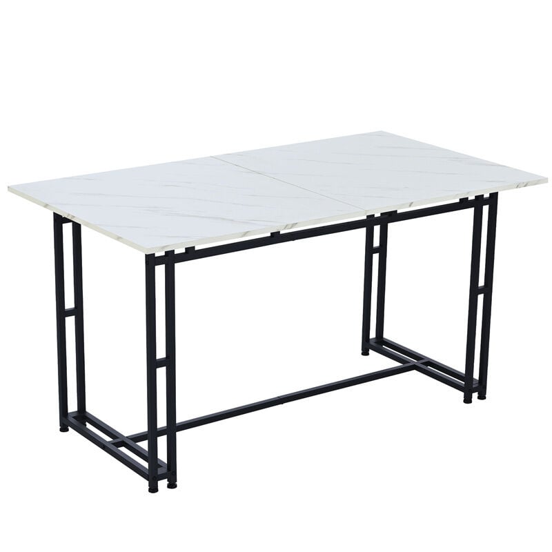 Fortuna Lai - Table de salle à mange rectangulaire 120x70cm - style légère de luxe plateau en marbre Structure en métal pour salle à manger salon,