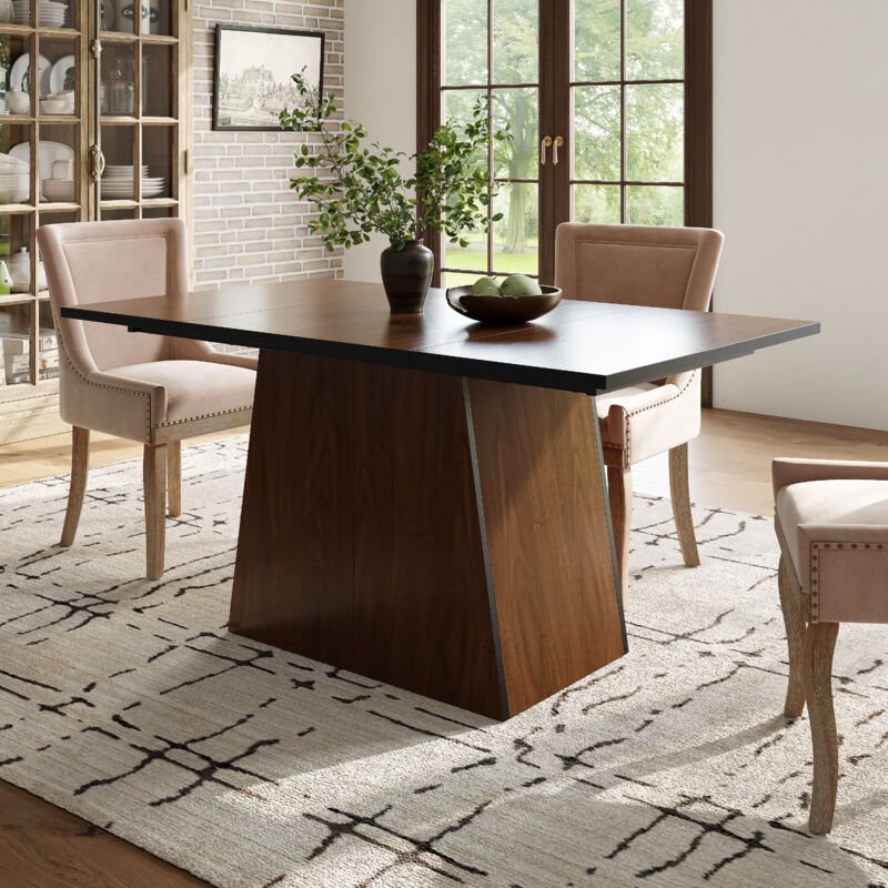 Hauss Spole - Table de salle à manger 138,5x80x75cm, (pour 4-6 personnes), en bois, non détachable, salon/cuisine/salle à manger, marron