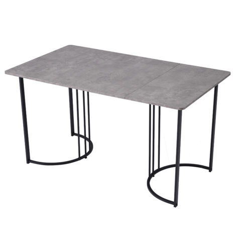 Table de salle à manger 140 x 80cm, Table rectangulaire, piétement métallique, pour salle à manger salon, gris