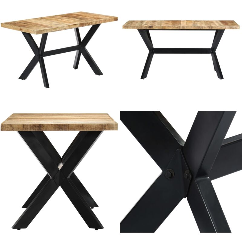 Table à manger 140x70x75 cm Bois de manguier massif brut - Table à Manger - Table Industrielle - Table En Bois - Table Design - Mobilier Salle à