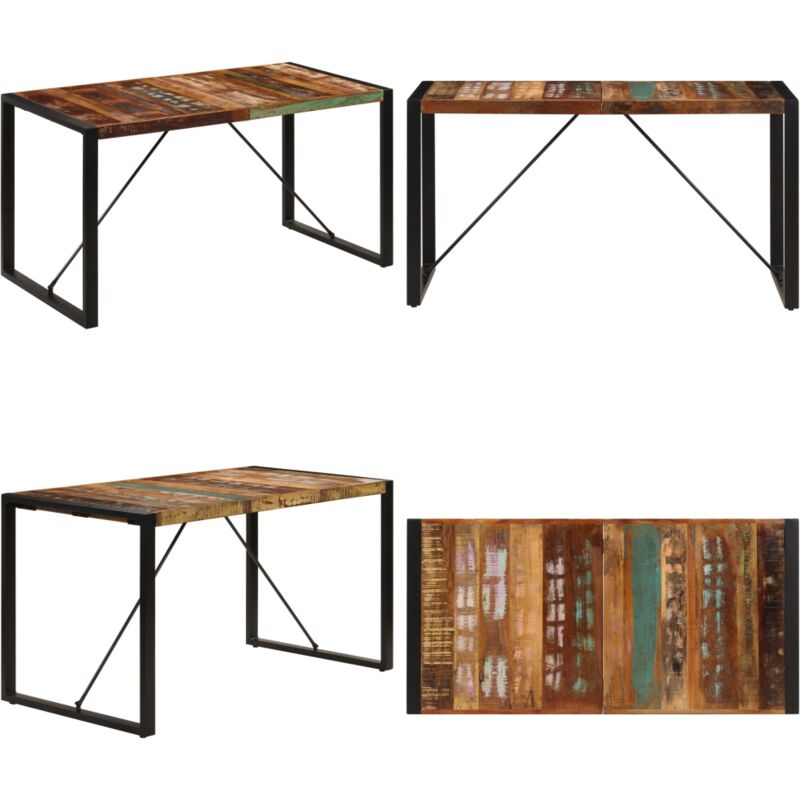 Table à manger 140x70x75 cm Bois de récupération massif - Table à Manger - Table En Bois - Table Design - Table Industrielle - Mobilier Rustique