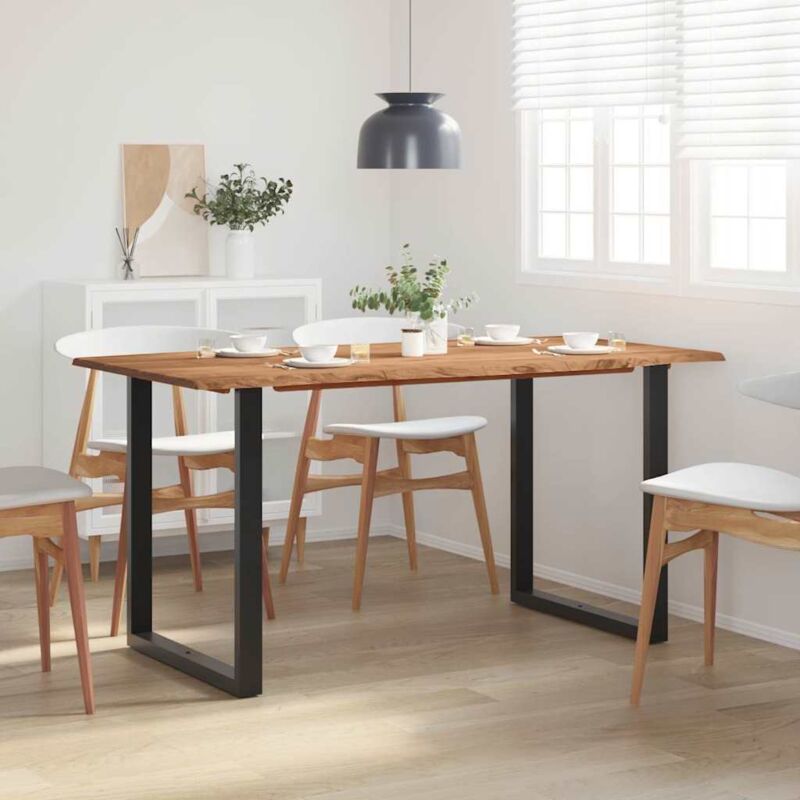 Vidaxl - Table à manger en bois et acier de conception élégante disponibles différentes tailles Taille : 160 x 80 x76 cm