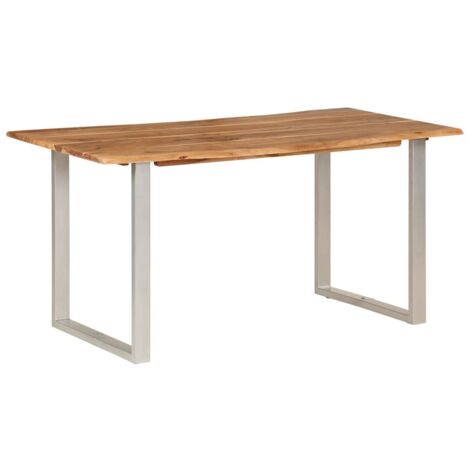 vidaXL Bois d'Acacia Massif Table de Salle à Manger Multi-taille Multicolore