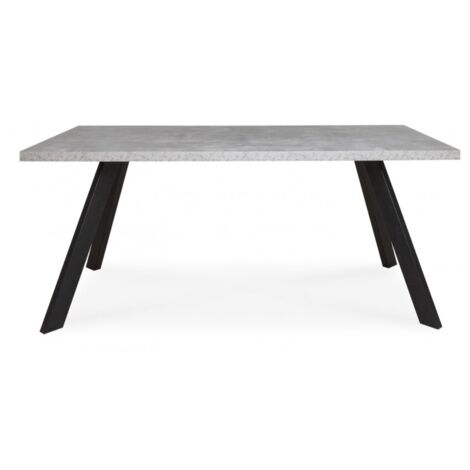 Table de salle à manger 160x90 cm ciment et gris anthracite - Lugo