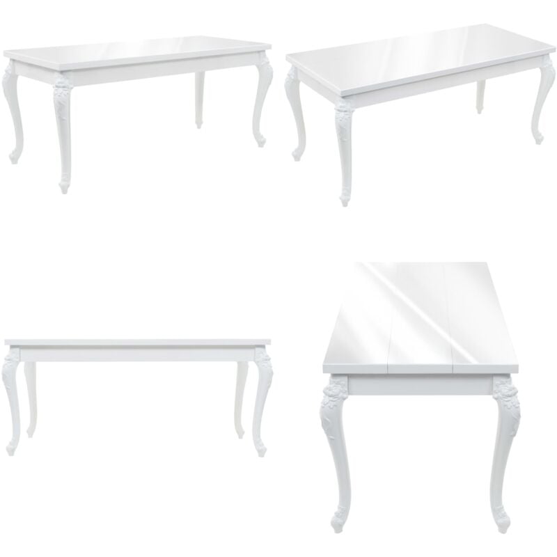 Table à manger 179x89x81 cm Blanc brillant - Table à Manger - Table Ronde - Table Extensible - Table Blanche - Meubles De Salle à Manger - Home &