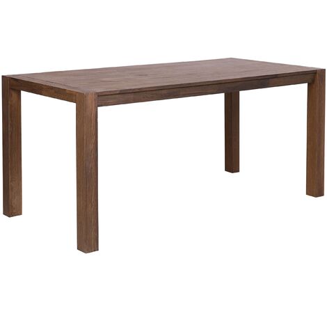 Table de Salle à Manger 180 x 85 cm en Bois de Chêne Massif Foncé Classique Natura - Bois foncé