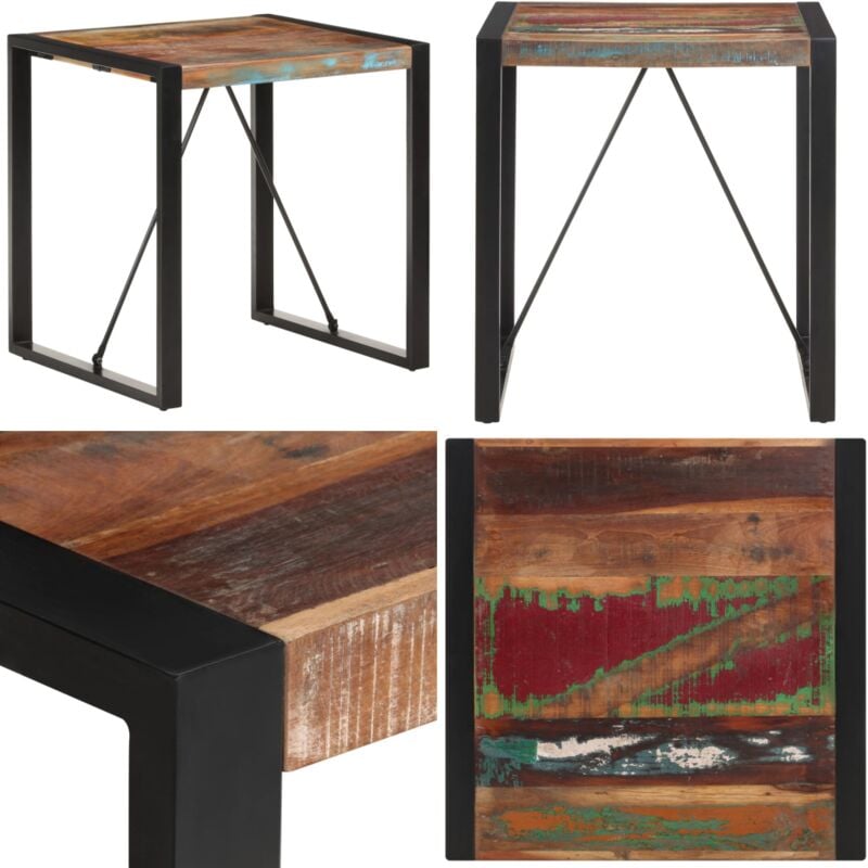 Table à manger 70x70x75 cm Bois de récupération massif - Table À Manger Industrielle - Table Bistrot - Table En Bois Recyclé - Table Design - Meubles