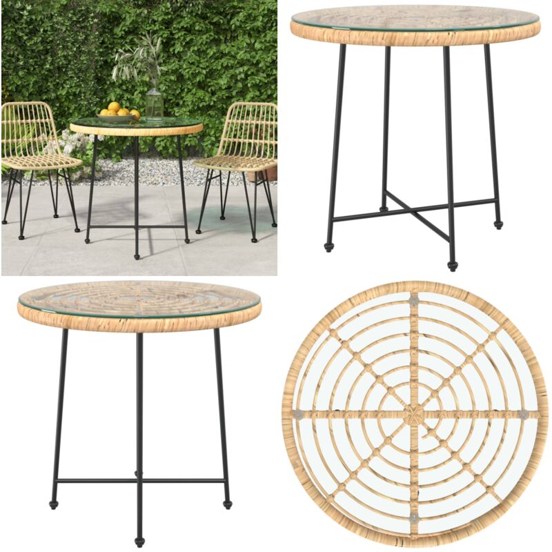 Vidaxl - Table de salle à manger Ø80 cm Verre trempé et acier - Table De Jardin - Table Bistro - Table Ronde - Table Extérieure - Meubles De Jardin