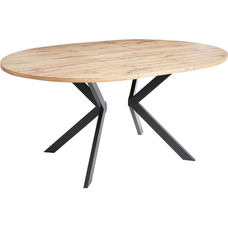 Beliani - Table de Salle à Manger à Rallonge Moderne Industriel Pieds en Métal Marron Clair Carlea