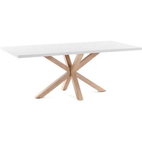 Table de salle à manger Arya table blanche/naturel 160 x 100 cm