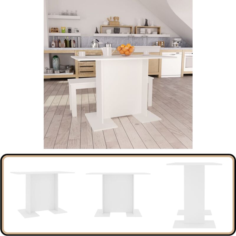 Vidaxl - Table de salle à manger Blanc 110 x 60 x 75 cm Bois ingénierie - Table à Manger - Table Blanche - Table Design - Meubles Salle à Manger