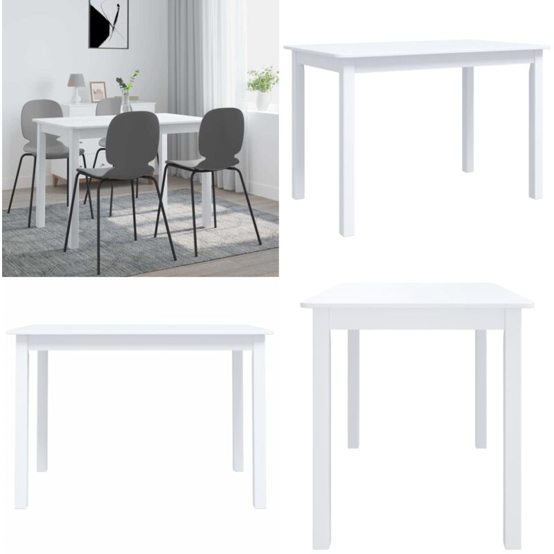 Table à manger Blanc 114x71x75 cm Bois d'hévéa massif - Table à Manger - Table Blanche - Table En Bois - Table Design - Meubles Salle à Manger - Home