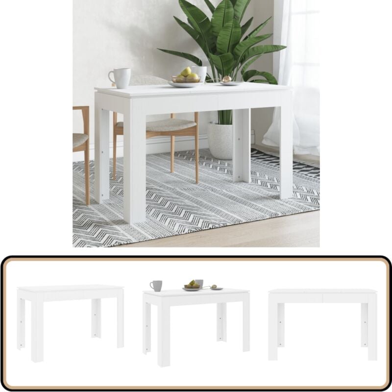 Vidaxl - Table de salle à manger Blanc 120x60x76 cm Bois d'ingénierie - Table à Manger - Table Blanche - Table Design - Table Moderne - Table Salle à