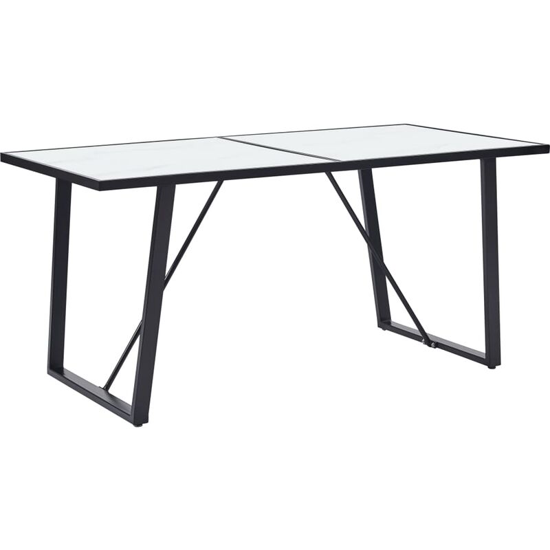 Vidaxl - Table de Salle à Manger Verre trempé Blanc 160x80x75 cm