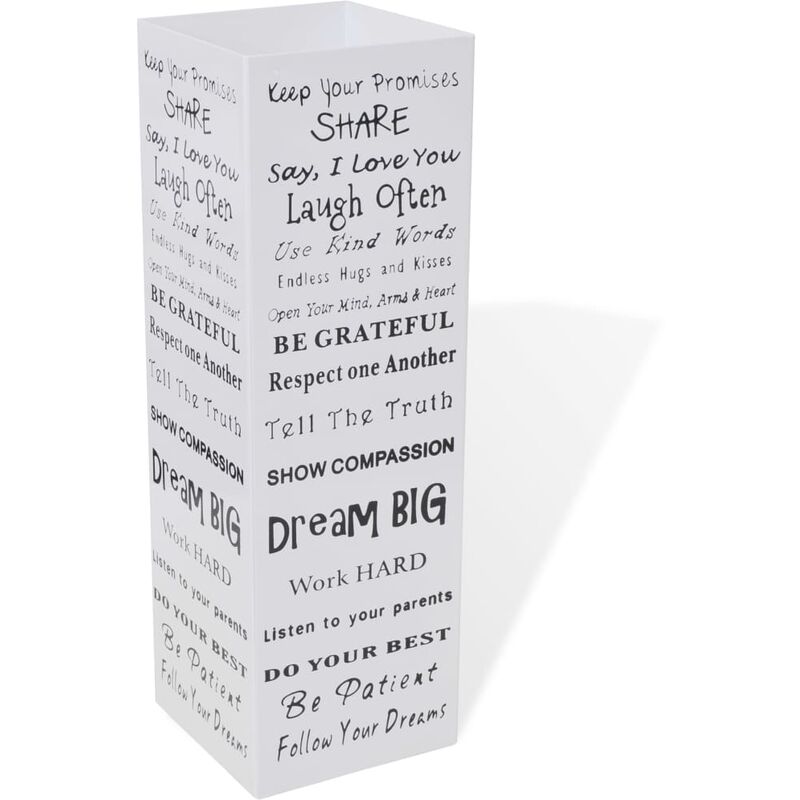 Blanc Carré Porte-parapluie Stockage pour cannes bâtons Acier 48,5 cm