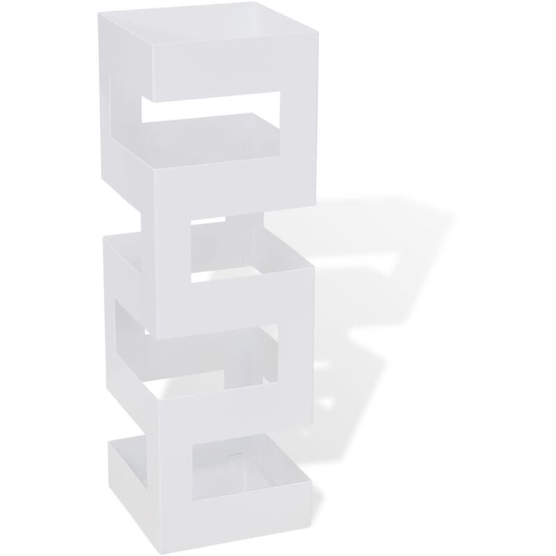 Blanc Carré Porte-parapluie Stockage pour cannes bâtons Acier 48,5 cm vidaXL