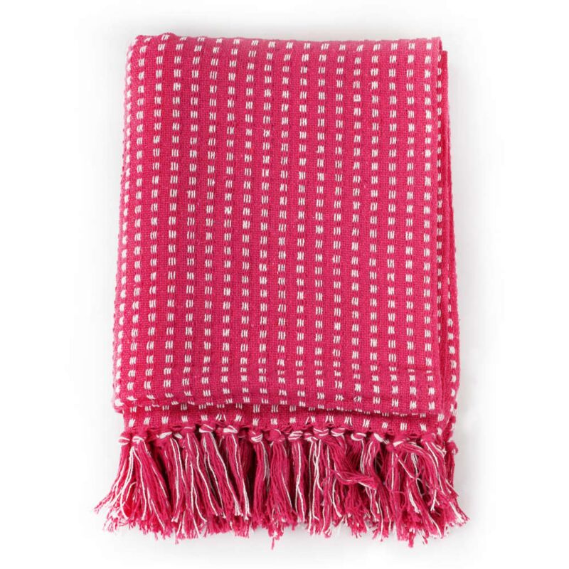 Couverture coton à carreaux 160x210 cm Rose - Vidaxl