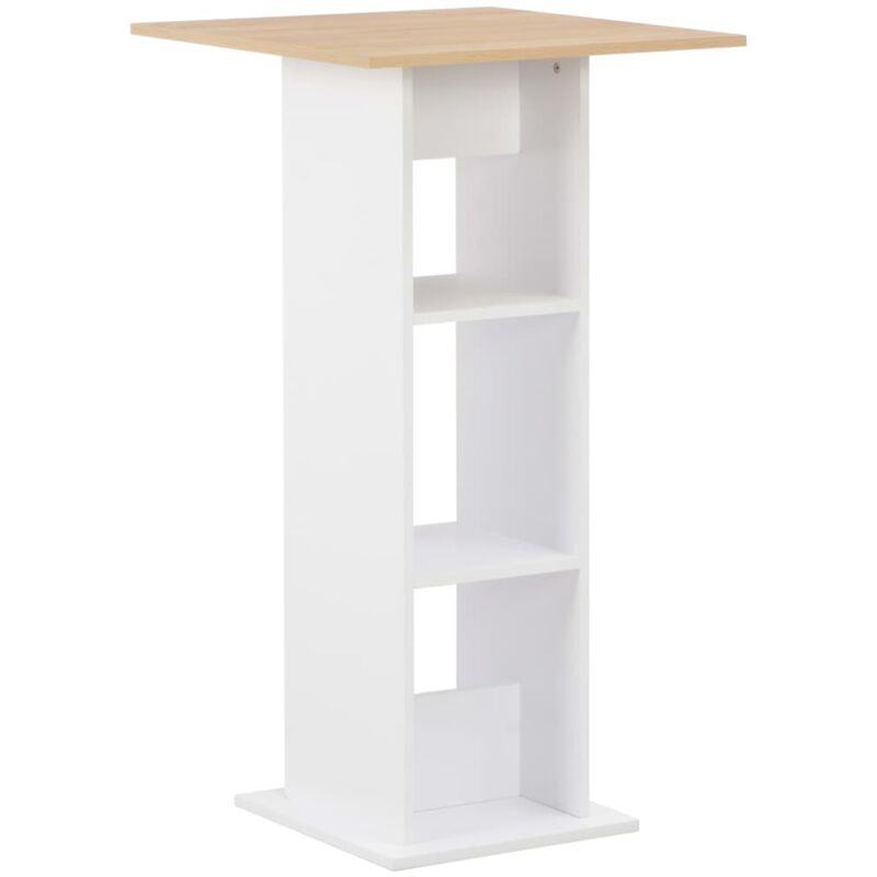 Table de bar Blanc et chêne Sonoma 60x60x110 cm vidaXL