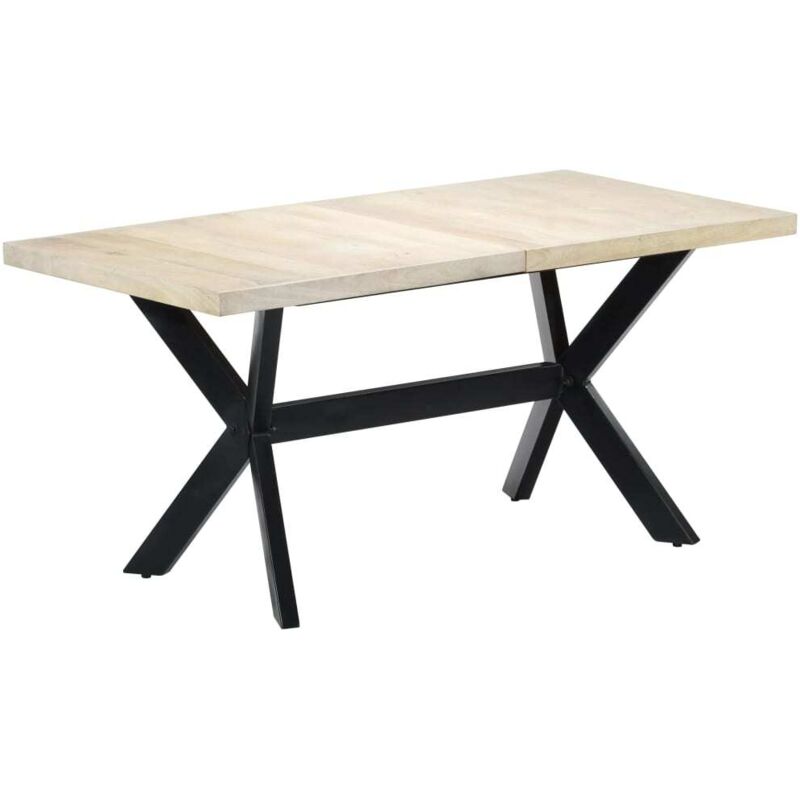Vidaxl - Table à manger Blanc 160x80x75 cm Bois de manguier massif