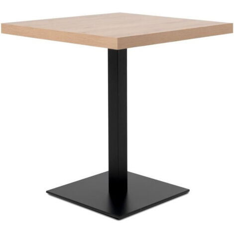 Table de salle à manger carrée 4 personnes – Mélaminé chêne et noir – Dimensions L70 x H75 x P70 cm – Design industriel élégant