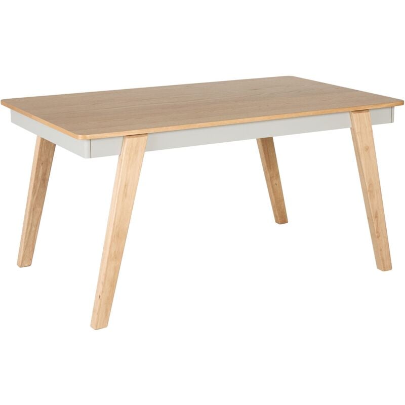 Beliani - Table de Repas 150 x 90 cm en mdf et Pieds en Bois d'Hévéa Bois Clair et Gris Phola