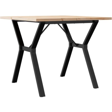 Table de salle à manger cuisine design industriel 90 x 90 x 75,5cm bois de pin massif et acierDEC036843
