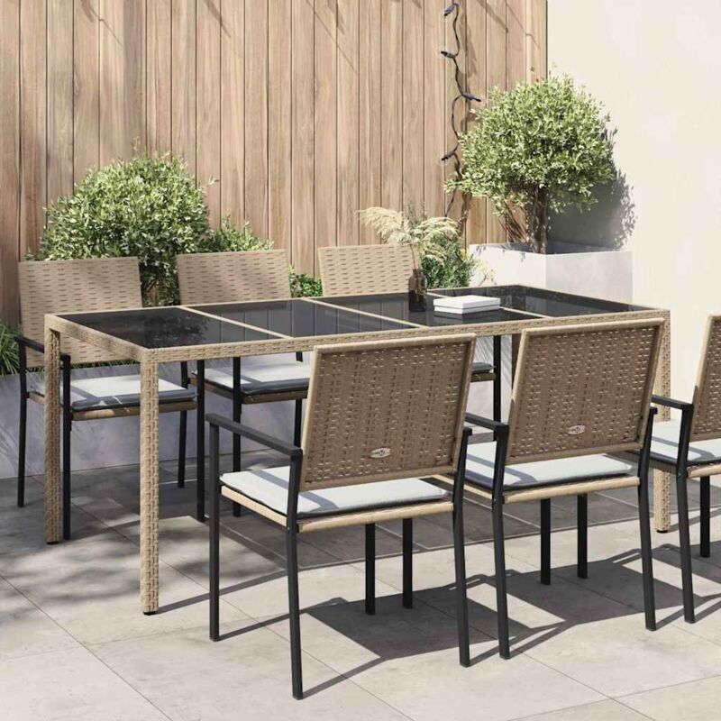 Torana - Table de pour repas Beige 190 x 90 x 75 cm Poly rotin