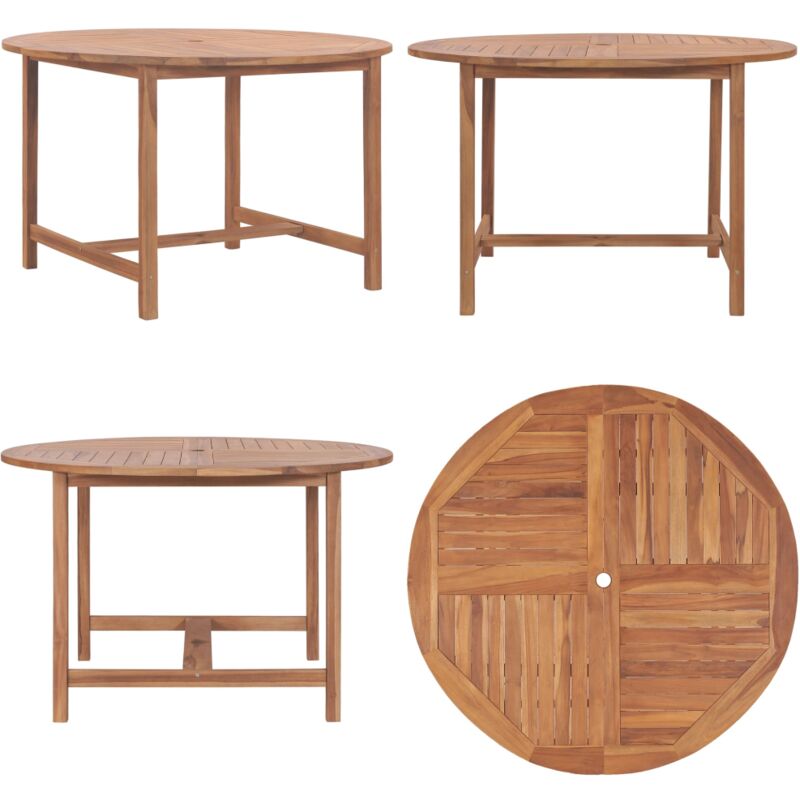 Table de salle à manger de jardin Ø110x75cm Bois massif de teck - Table De Jardin - Table En Bois - Mobilier De Jardin - Table Ronde - Teck - Home &