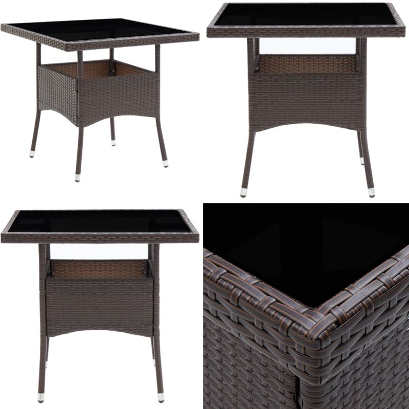 Table de salle à manger de jardin Marron Résine tressée - Table De Jardin - Table à Manger Extérieur - Mobilier De Jardin - Table En Résine Tressée