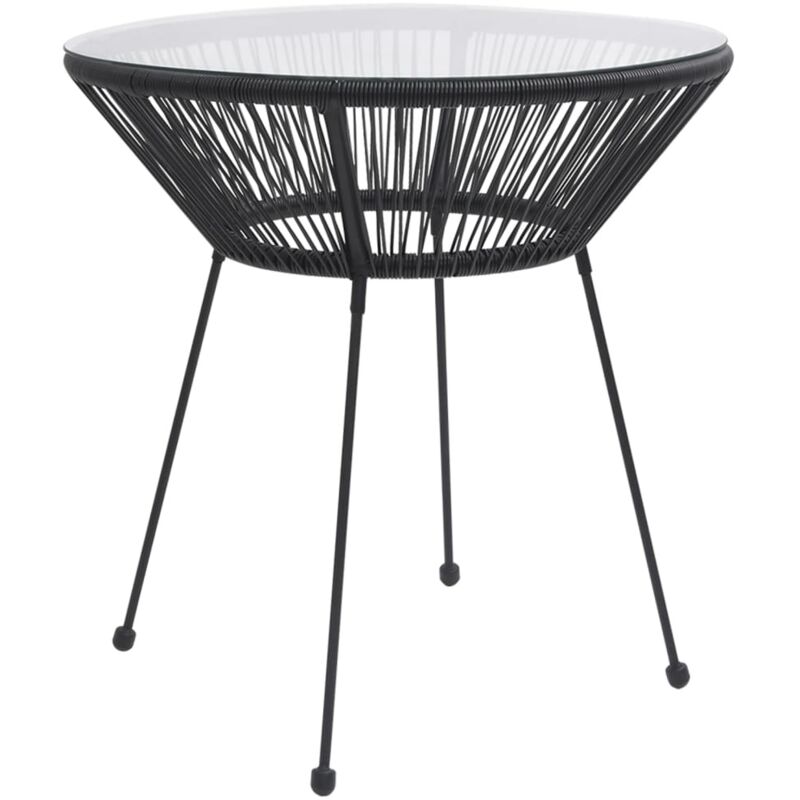 Vidaxl - Table à manger de jardin Noir Ø70x74 cm Rotin et verre