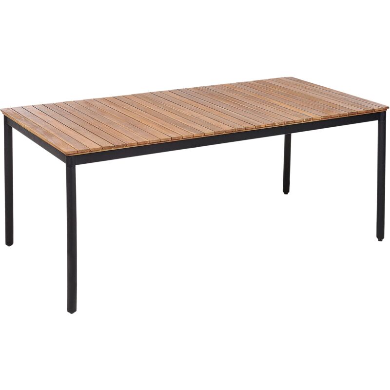 Table de Salle à Manger de Jardin Rustique Traditionnel en Bois d'Acacia Clair 180 x 90 cm 6 Personnes Extérieur Vallese