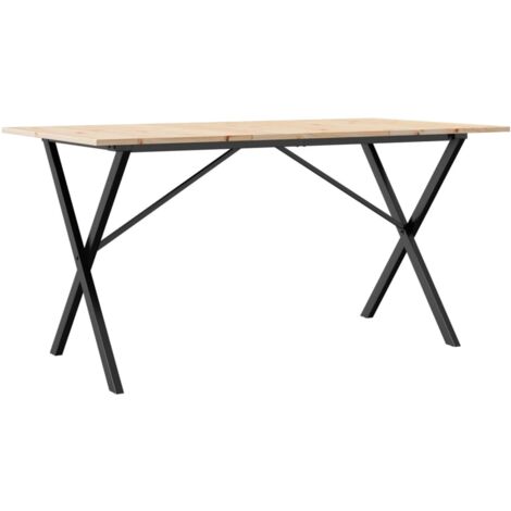 Table de salle à manger design industriel 140 x 80 x 75 cm bois de pin massif et acier DEC036802