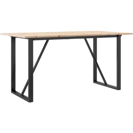Table de salle à manger design industriel 160 x 80 x 75 cm bois de pin massif et acier DEC036784