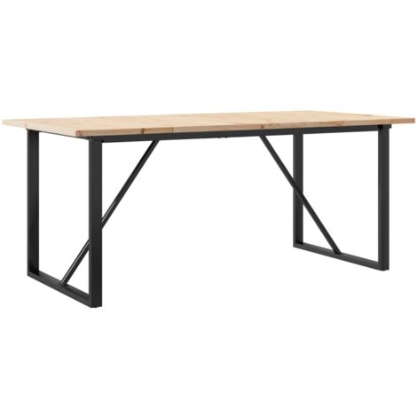Table de salle à manger design industriel 180 x 90 x 75,5 cm bois pin massif et acier DEC036787