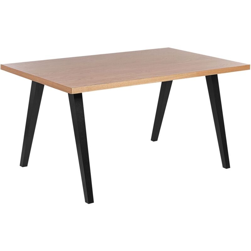 Beliani - Table à Manger 150 x 90 x 75 cm en mdf et Bois d'Hévéa Bois Clair et Noir Lenister