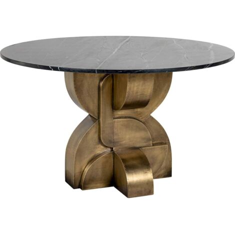 Table de salle à manger élégante Maddox - Noir marbré et bronze
