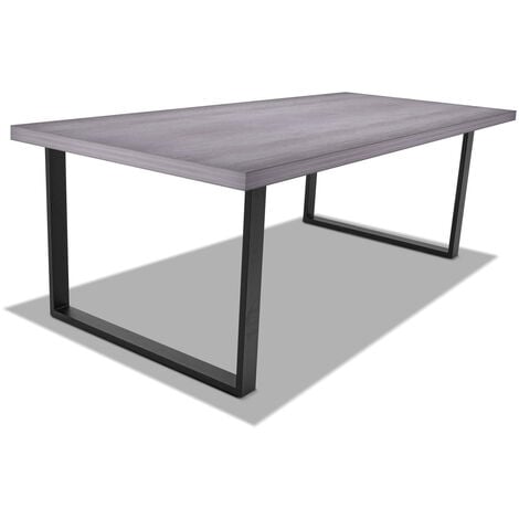 FRANKYSTAR Table de salle à manger en bois et métal - pieds noirs forme X - 160x90 cm