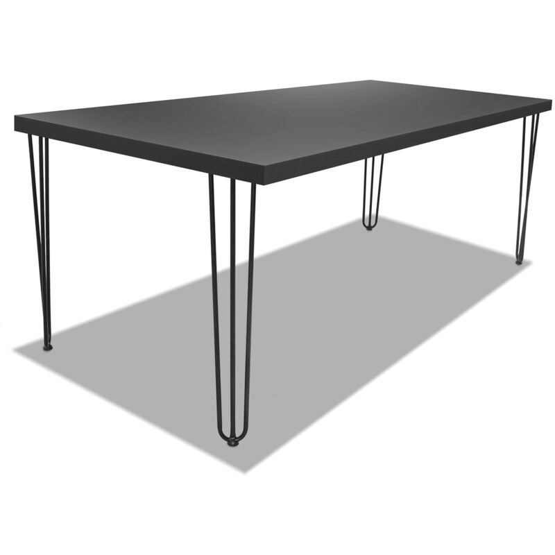 Frankystar - Table de salle à manger en bois et métal - pieds noirs triangulaires - 160x90 cm Noir