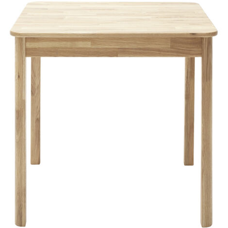 Table de salle à manger en bois hêtre massif huilé coloris chêne sauvage - longueur 80 x hauteur 76 x profondeur 80 cm
