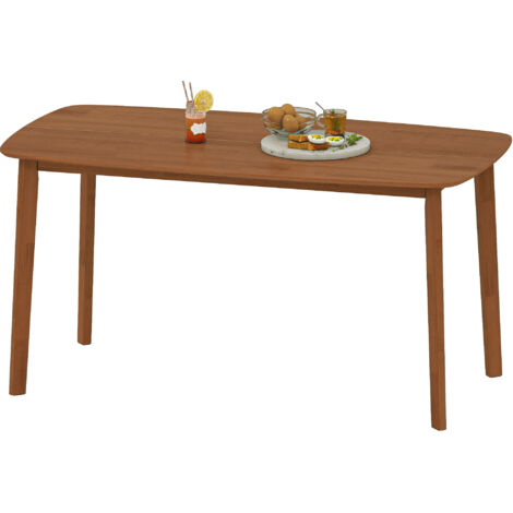 Table de salle à manger en bois massif, finition laquée, style maison de campagne, 150x80 cm, brun