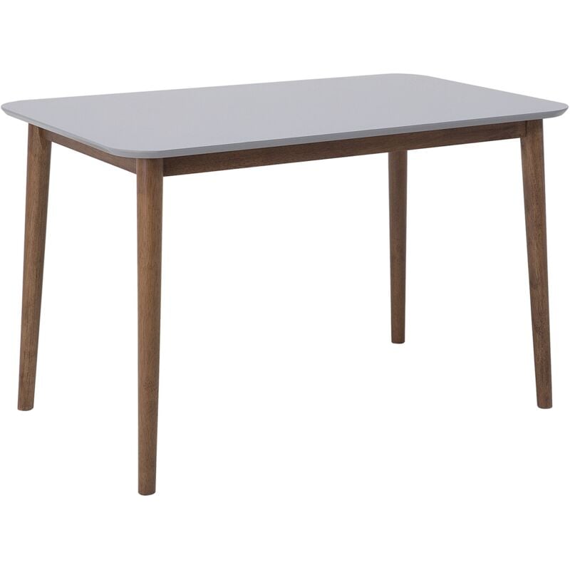 Beliani - Table de Salle à Manger ou Cuisine Rectangulaire Plateau Gris en mdf et Pieds en Bois Clair Style Rétro pour Intérieur Moderne ou Scandinave