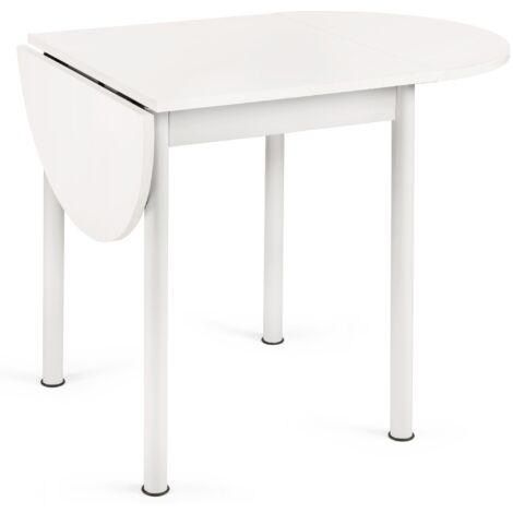 Table de salle à manger extensible 61 cm – Longueur 54-115 cm – Piètement en métal blanc – Plateau en mélamine – Italchair