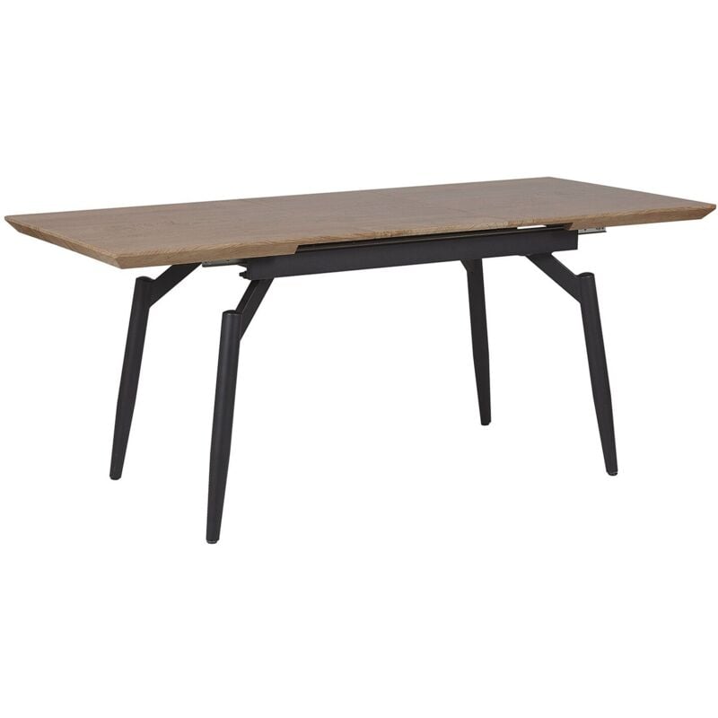 Beliani - Table à Manger Extensible 140/180 x 80 cm Effet Bois Foncé et Métal pour Intérieur de Style Moderne Minimaliste ou Scandinave