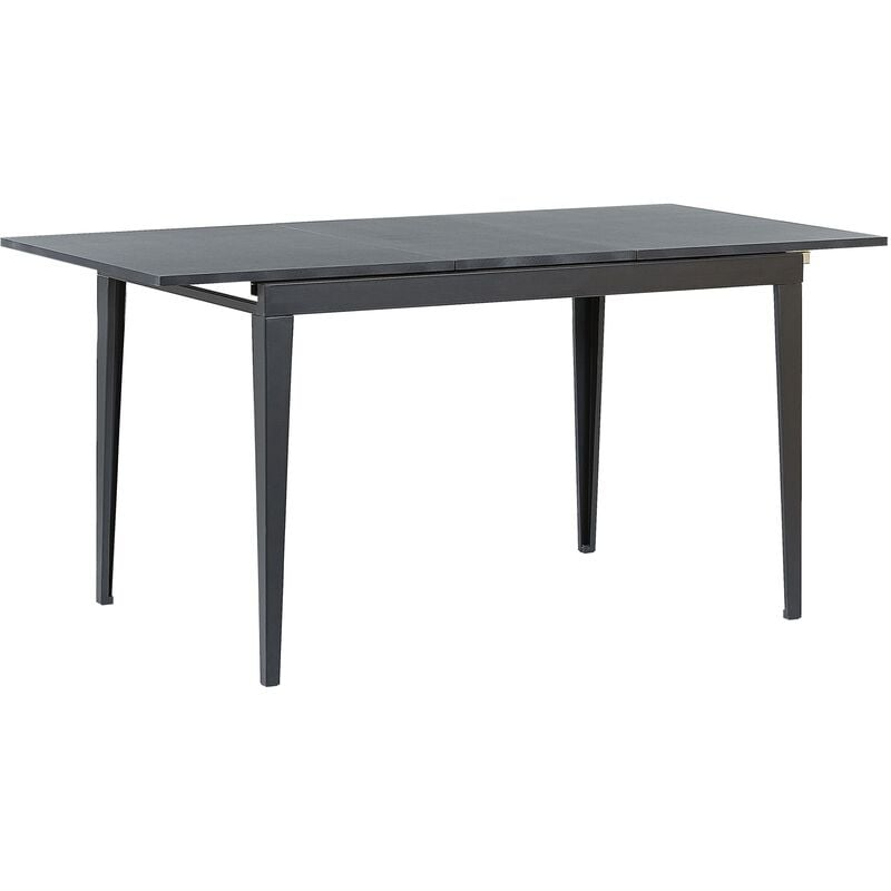 Table de Salle à Manger Extensible Noire avec Piétement Métallique 120/160 x 80 cm 6 Personnes pour Salon ou Cuisine Rétro et Industrielle Beliani