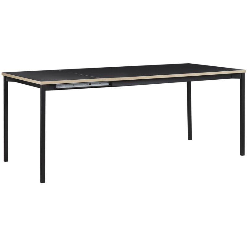 Beliani - Table de Salle à Manger Extensible à Rallonge 140/190 x 90 cm en mdf et Acier Noir pour Intérieur Loft Moderne Minimaliste et Industriel
