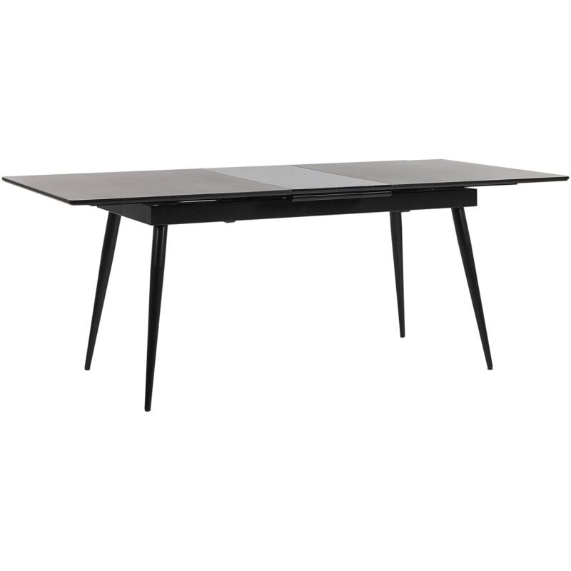 Beliani - Table de Salle à Manger Extensible à Rallonge 160/200 x 90 cm 6 Places en mdf et Acier Noir pour Intérieur Minimaliste et Moderne