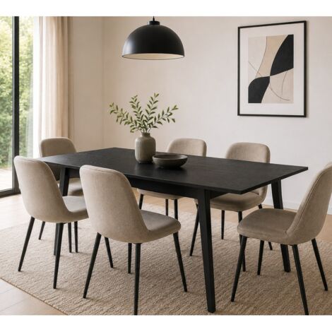 Table de salle à manger extensible noire 180cm DIMITRI