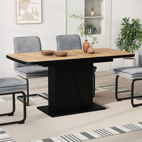 Table de salle à manger Fenaro, Chêne noir/force de l'or, 120x80cm extensible, Vicco